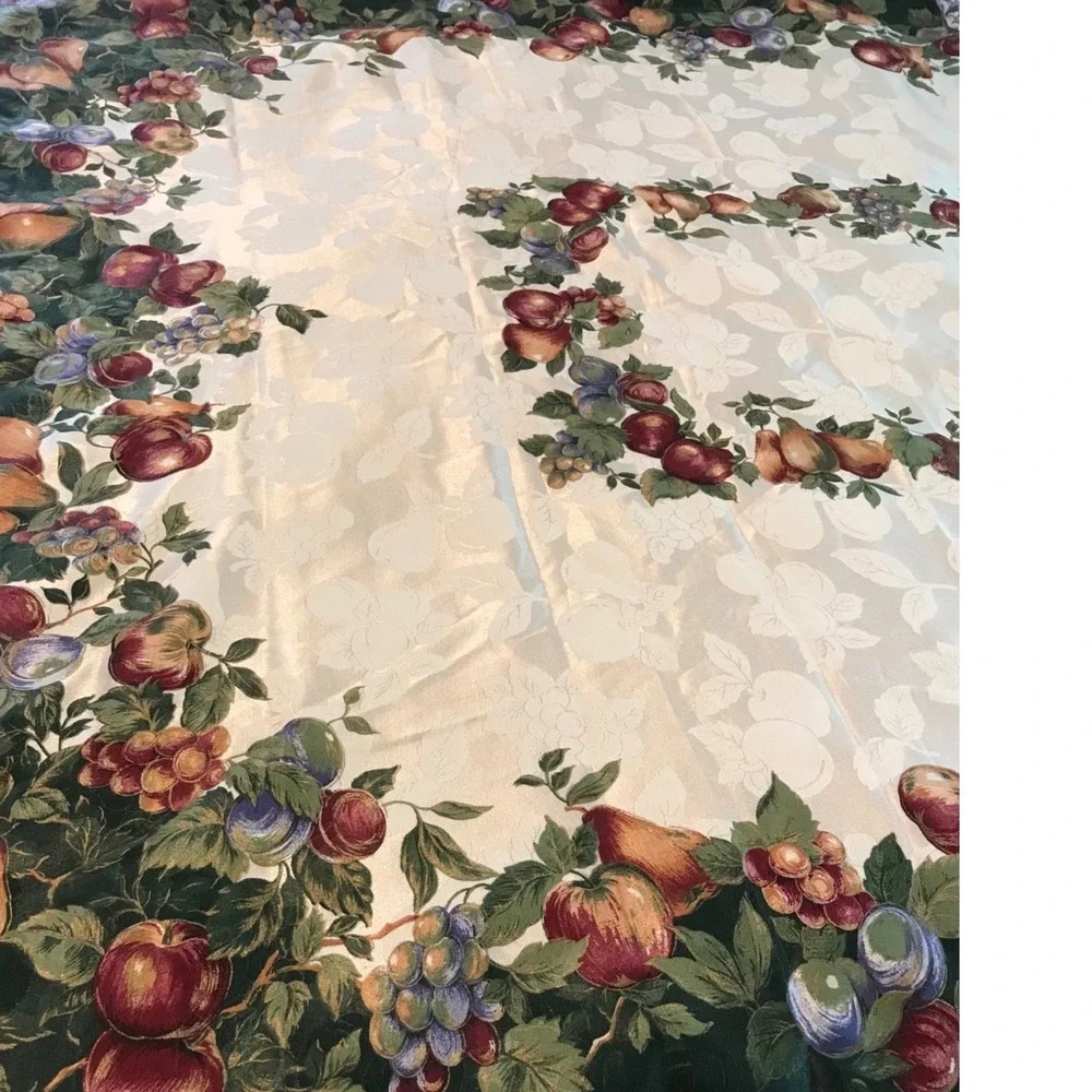 Elegant Holiday Fruit Harvest Damask Tablecloth 60x100 and 8 Napkins Set